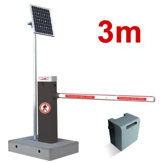 Mobile Komplettschranke MBAR 3m RAL 7015 mit Fertigfundament (Akku+Solar)