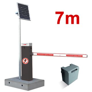 Mobile Komplettschranke MBAR 7m RAL 7015 mit Fertigfundament (Akku+Solar)
