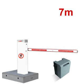 Mobile Komplettschranke MBAR 7m Weiß RAL 9010 mit Fertigfundament (Akku)