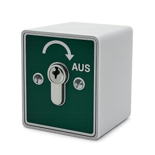 Schlüsselschalter Auf Putz mit PHZ,  1 seitig,  "Rastend", "AUS" in Grün