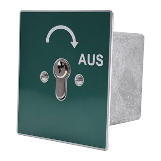Schlüsselschalter Unter Putz mit PHZ,  1 seitig,  "Rastend", "AUS" in Grün