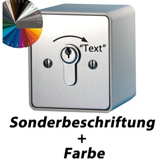 Schlüsselschalter auf Putz mit PHZ,  1 seitig,  "Rastend", mit sonderbeschriftung nach Kundenwunsch