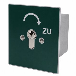 Schlüsselschalter unter Putz mit PHZ,  1 seitig,  "Tastend", "ZU" in Grün